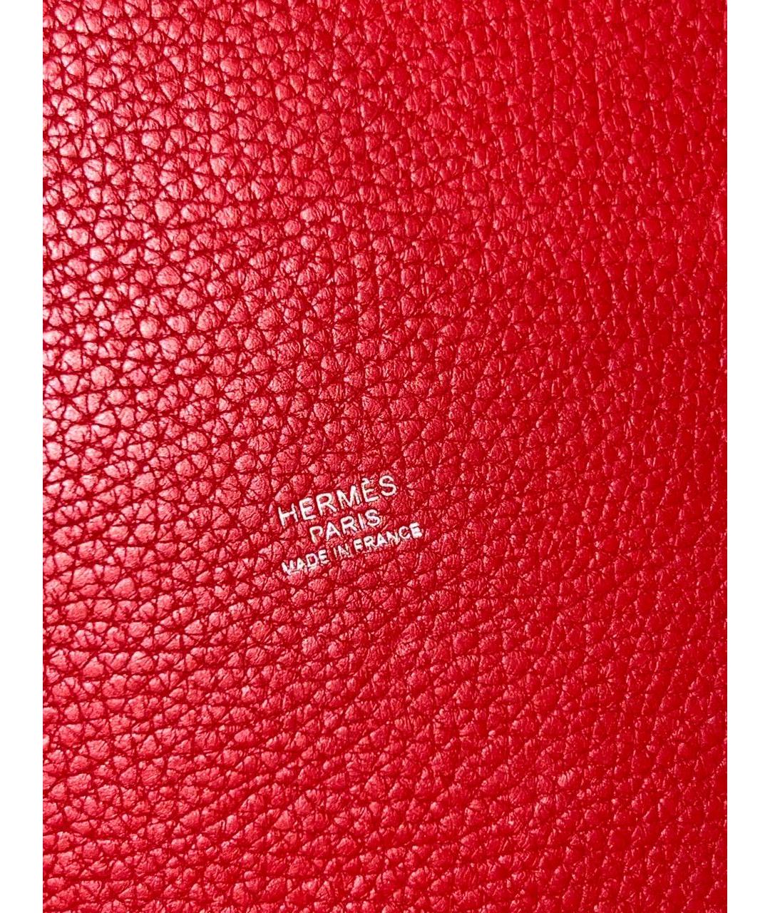 HERMES Красная кожаная сумка с короткими ручками, фото 8