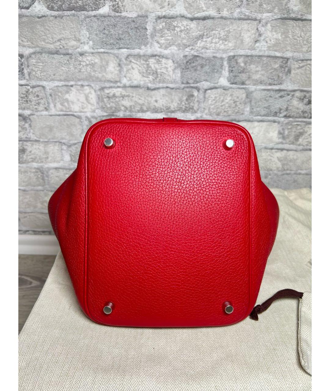 HERMES Красная кожаная сумка с короткими ручками, фото 6