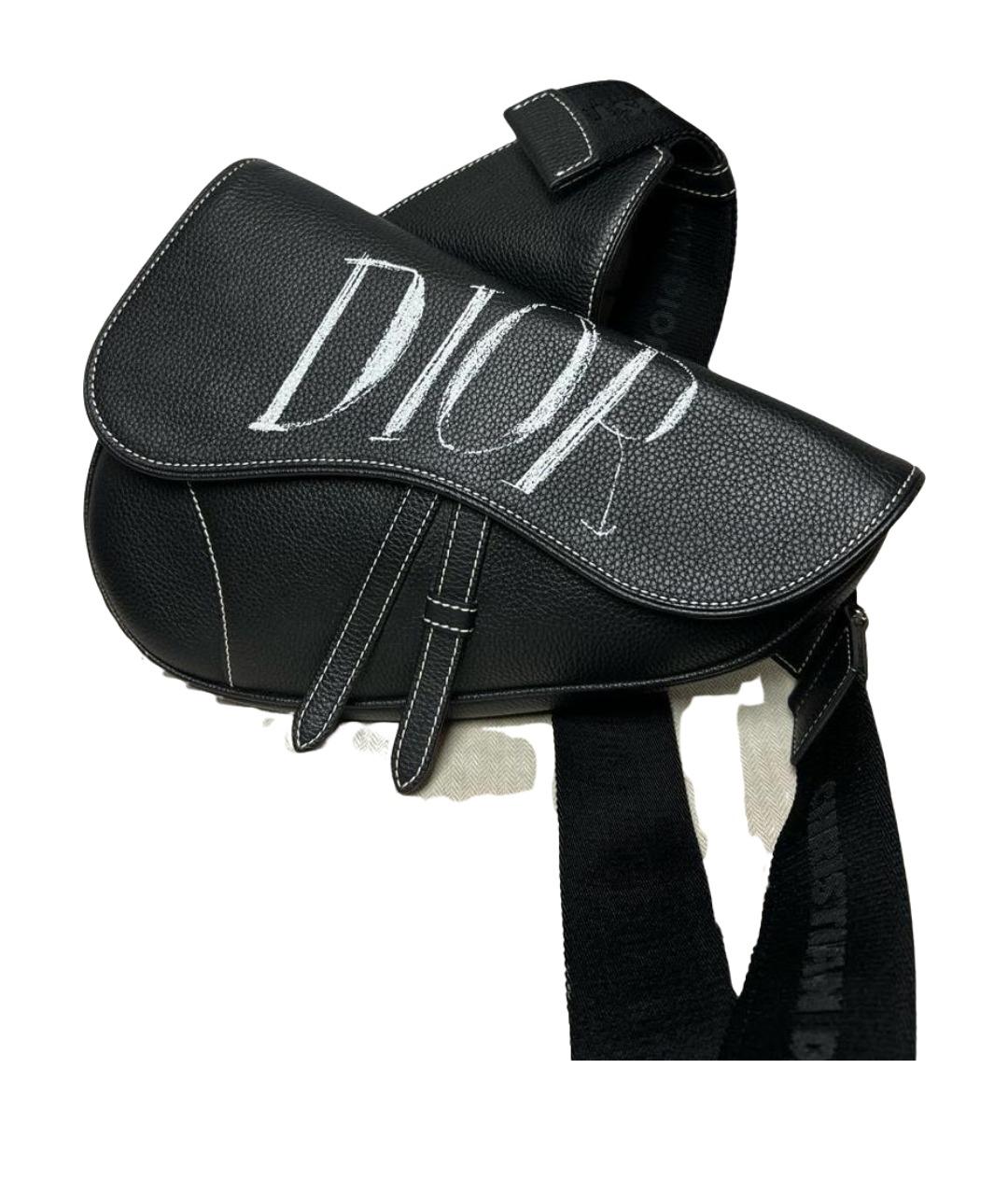 CHRISTIAN DIOR Черная кожаная сумка на плечо, фото 1