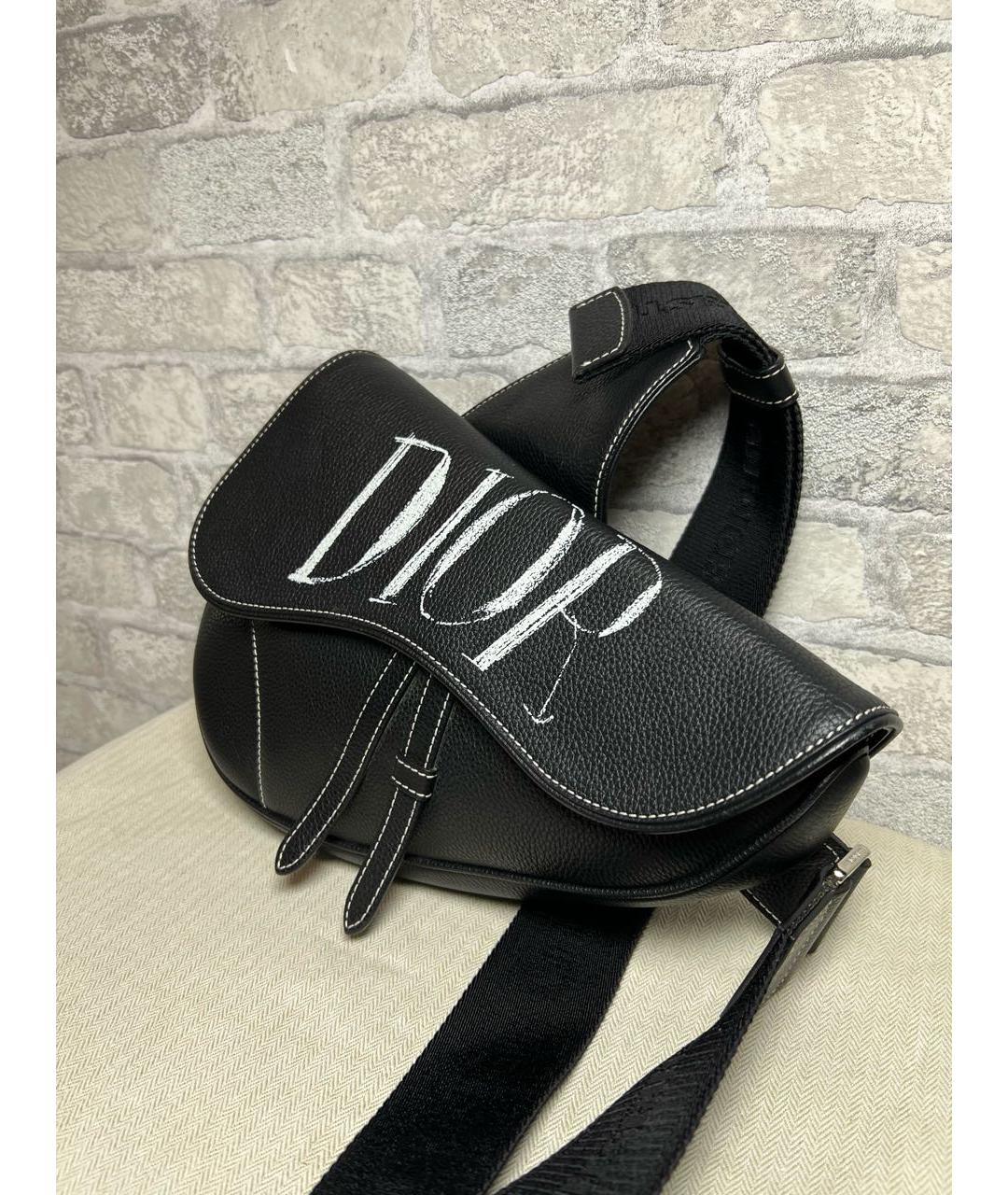 CHRISTIAN DIOR Черная кожаная сумка на плечо, фото 2