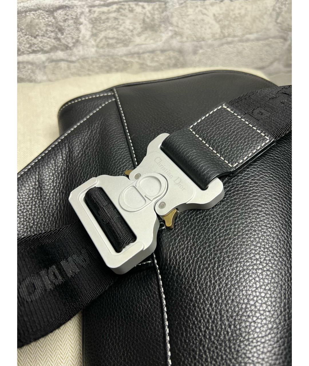 CHRISTIAN DIOR Черная кожаная сумка на плечо, фото 6