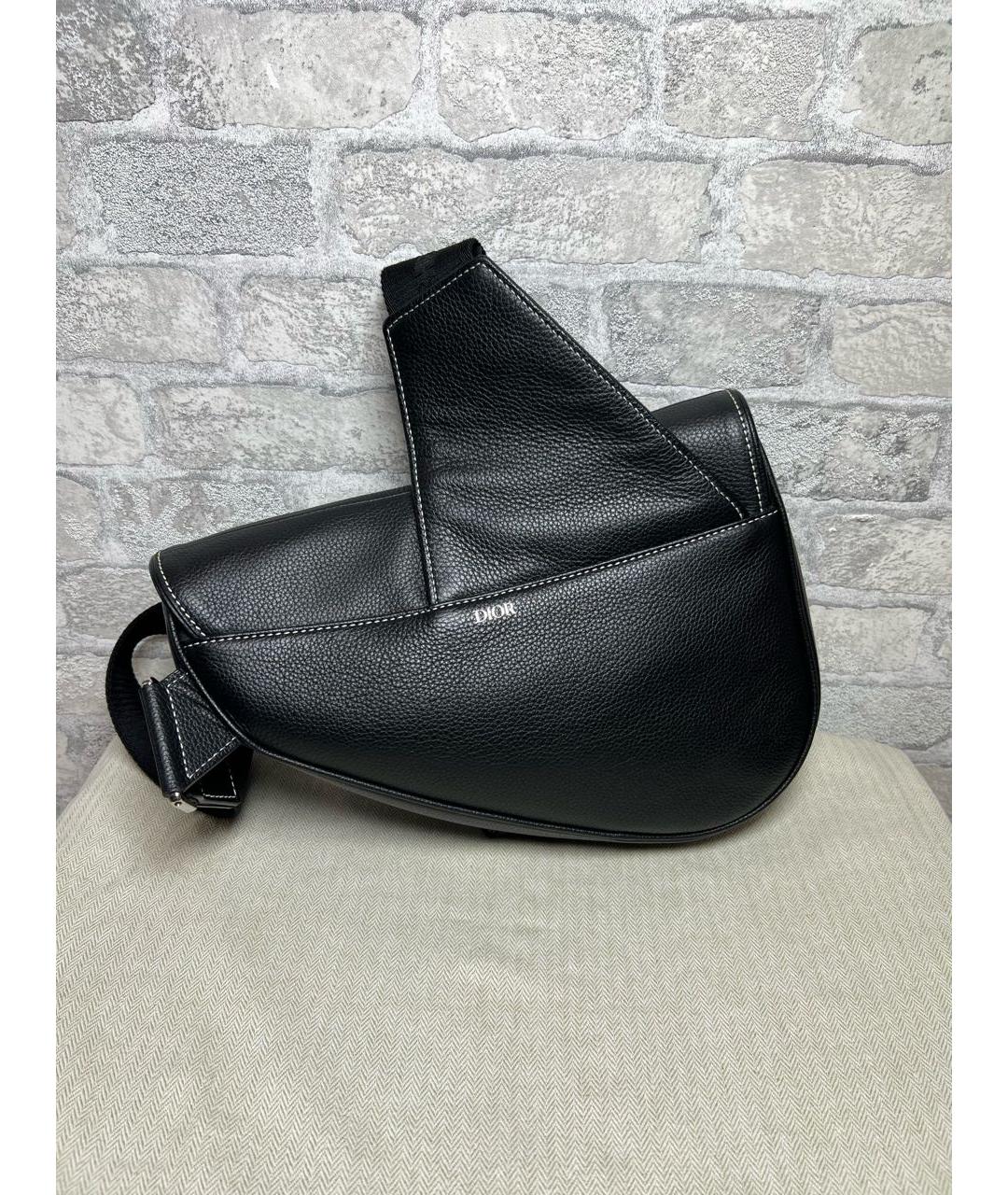 CHRISTIAN DIOR Черная кожаная сумка на плечо, фото 3