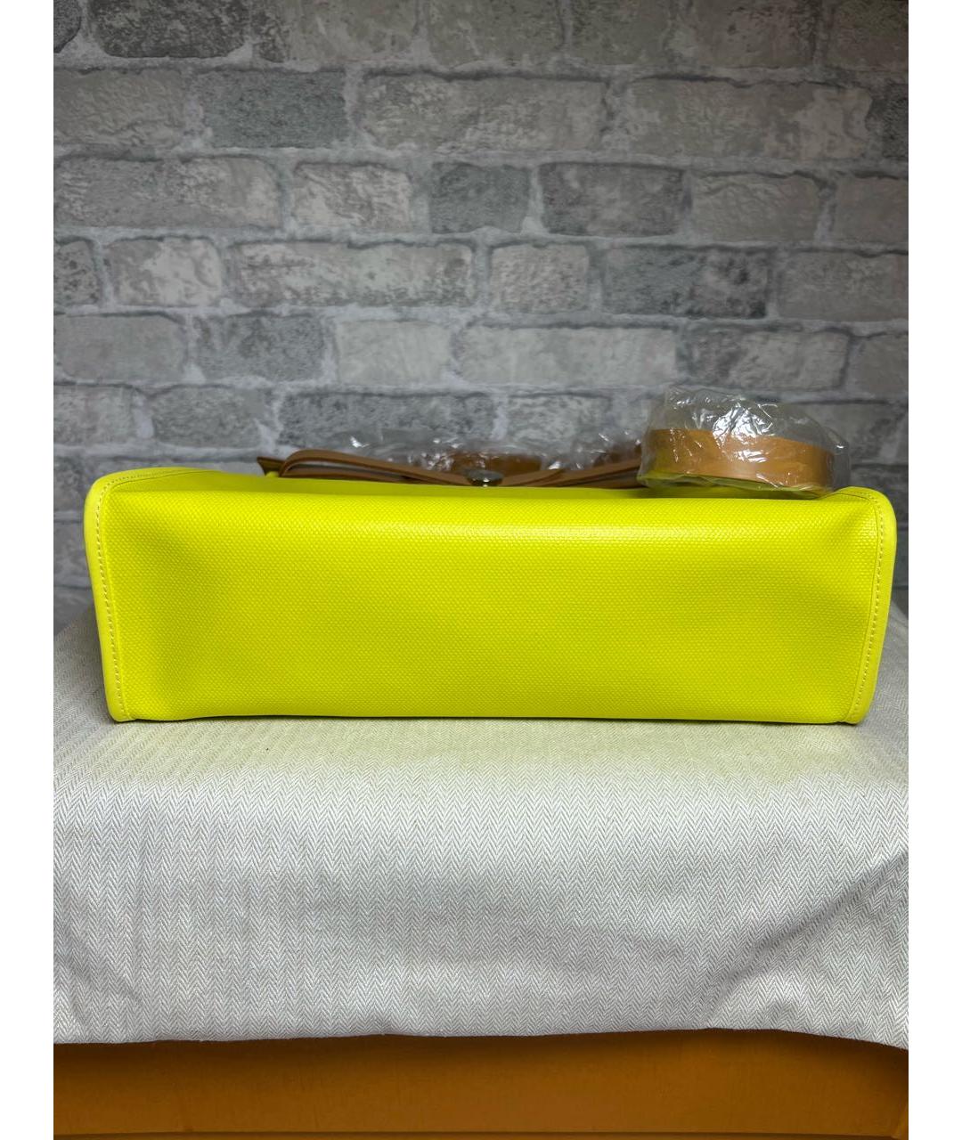 HERMES Желтая тканевая сумка с короткими ручками, фото 5