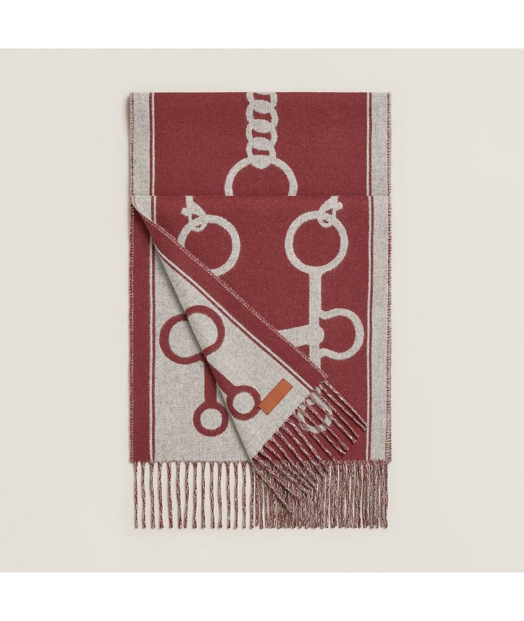 HERMES Бордовый кашемировый шарф, фото 5