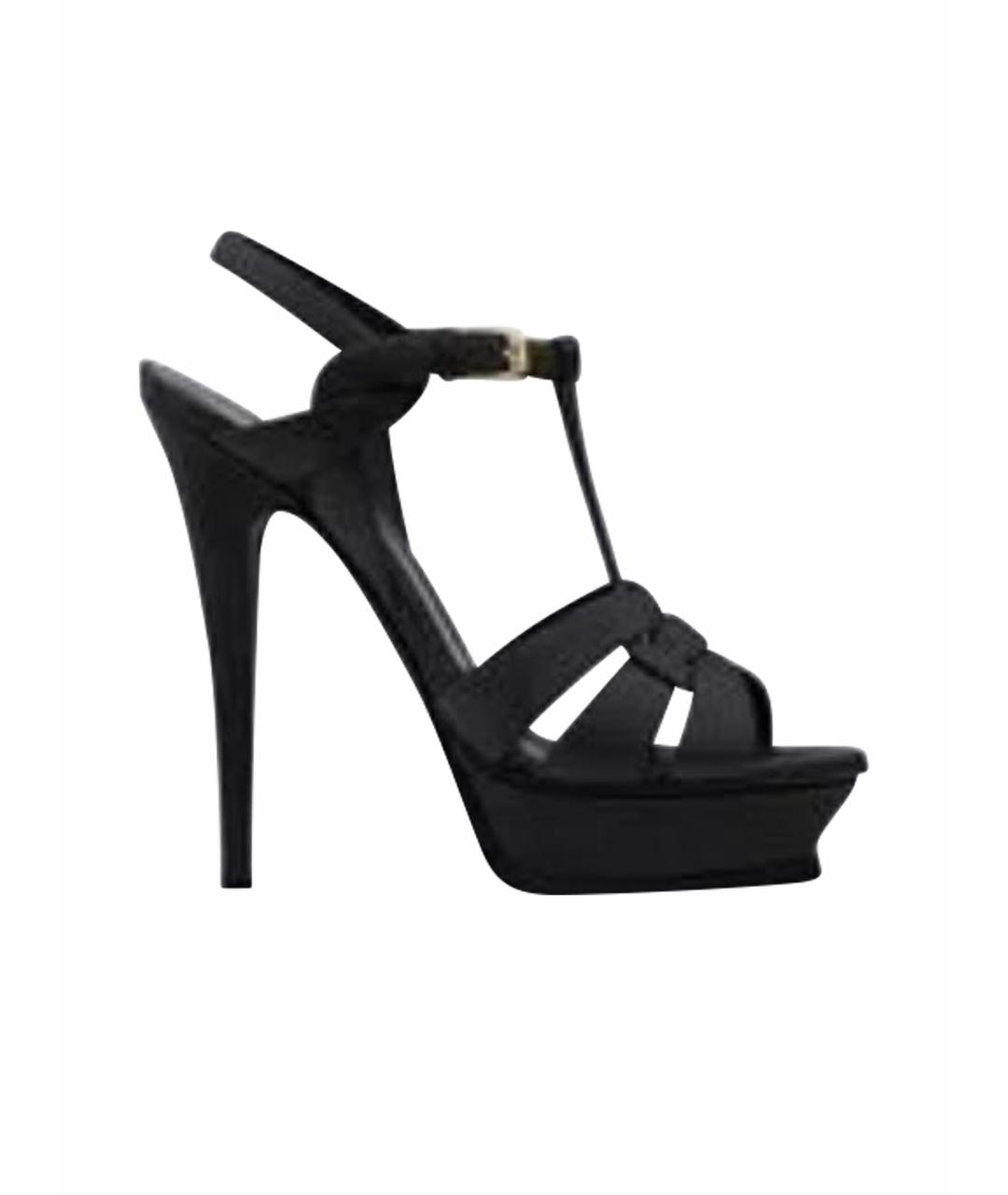 SAINT LAURENT Черные кожаные босоножки, фото 1