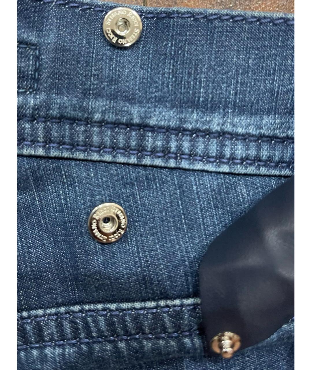 STEFANO RICCI Синие хлопко-полиэстеровые прямые джинсы, фото 6