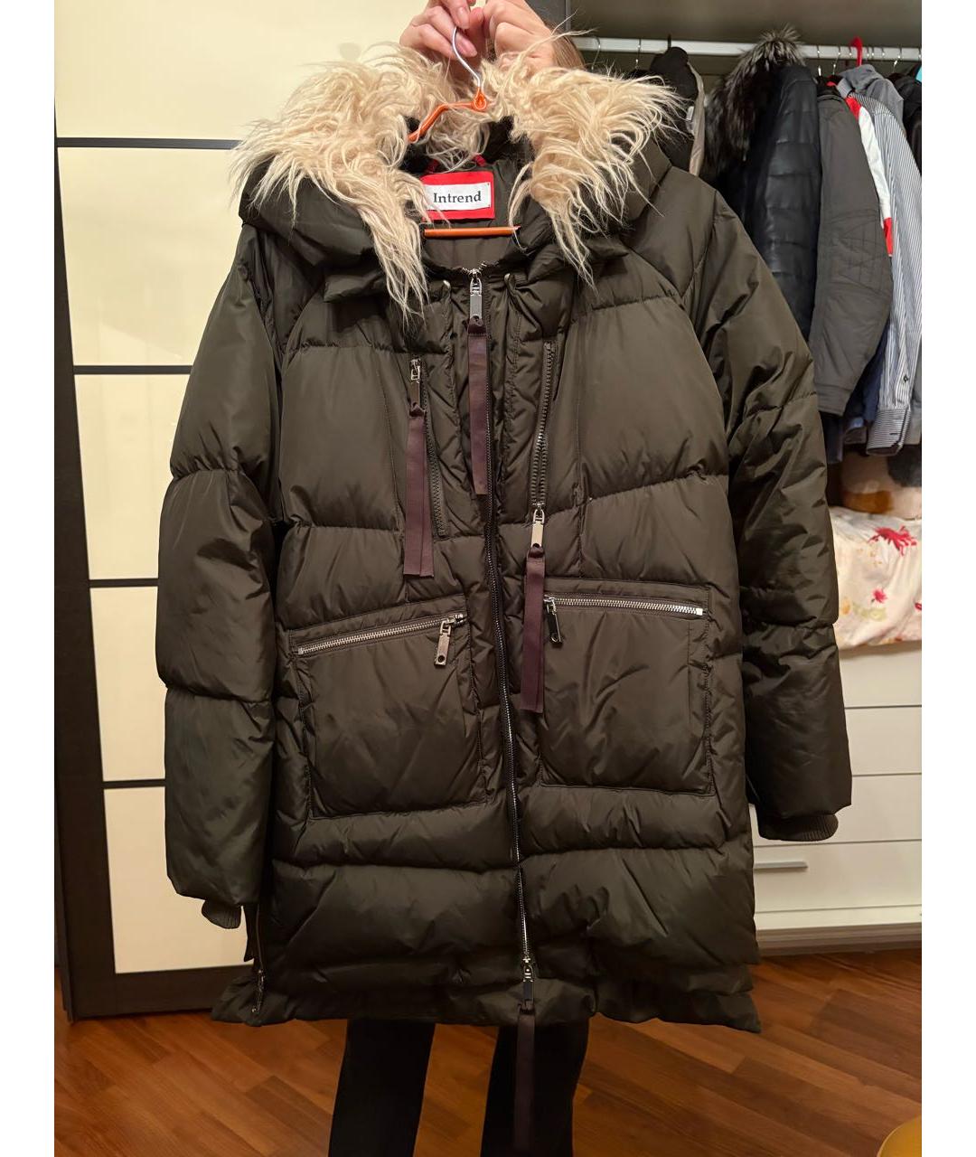 MAX MARA Хаки полиамидовый пуховик, фото 9