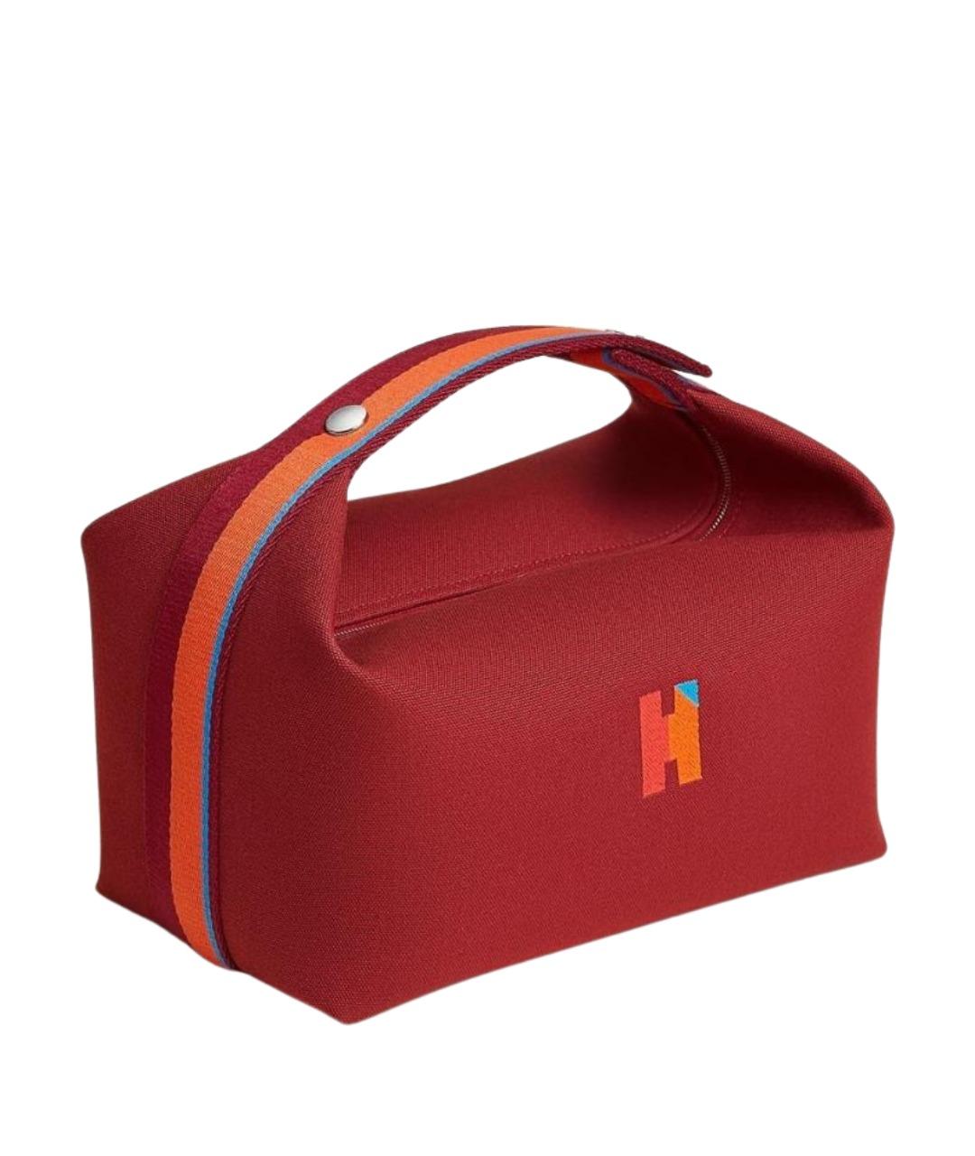 HERMES Бордовая хлопковая косметичка, фото 1