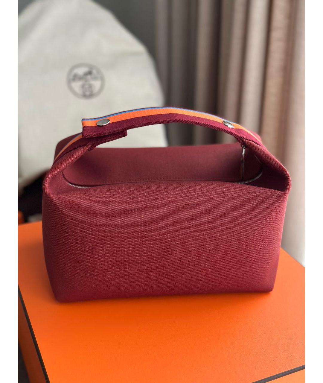HERMES Бордовая хлопковая косметичка, фото 4