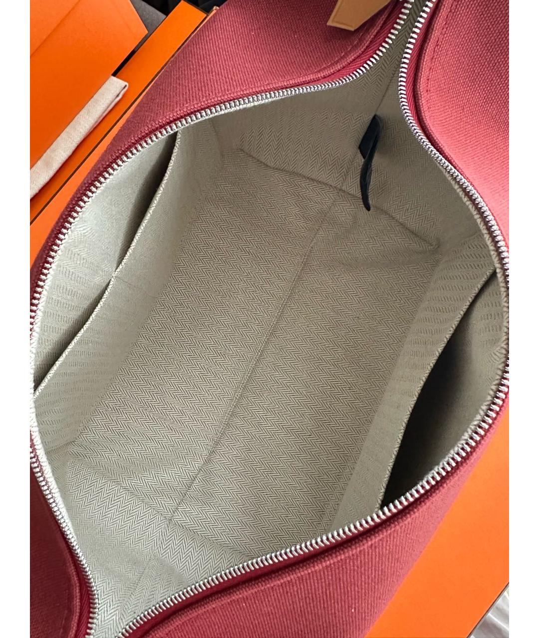 HERMES Бордовая хлопковая косметичка, фото 6