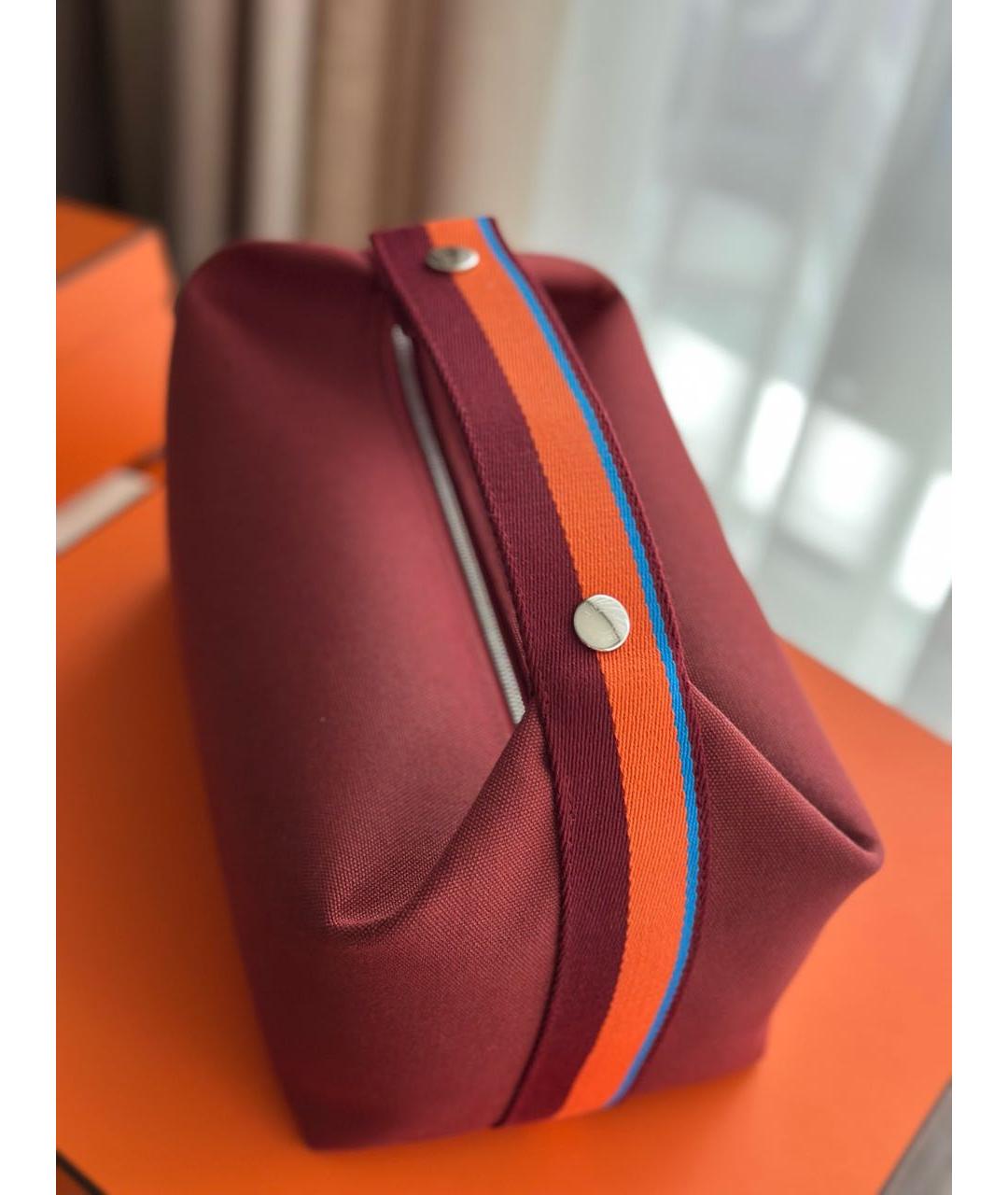HERMES Бордовая хлопковая косметичка, фото 5