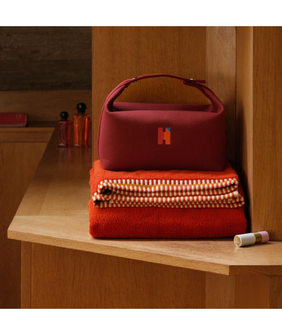 HERMES Бордовая хлопковая косметичка, фото 3