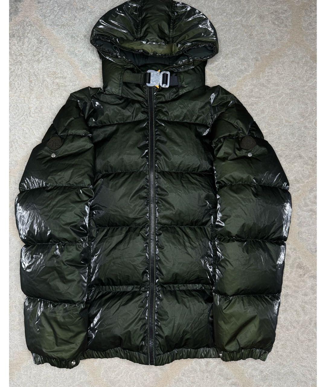 MONCLER Зеленый полиамидовый пуховик, фото 9