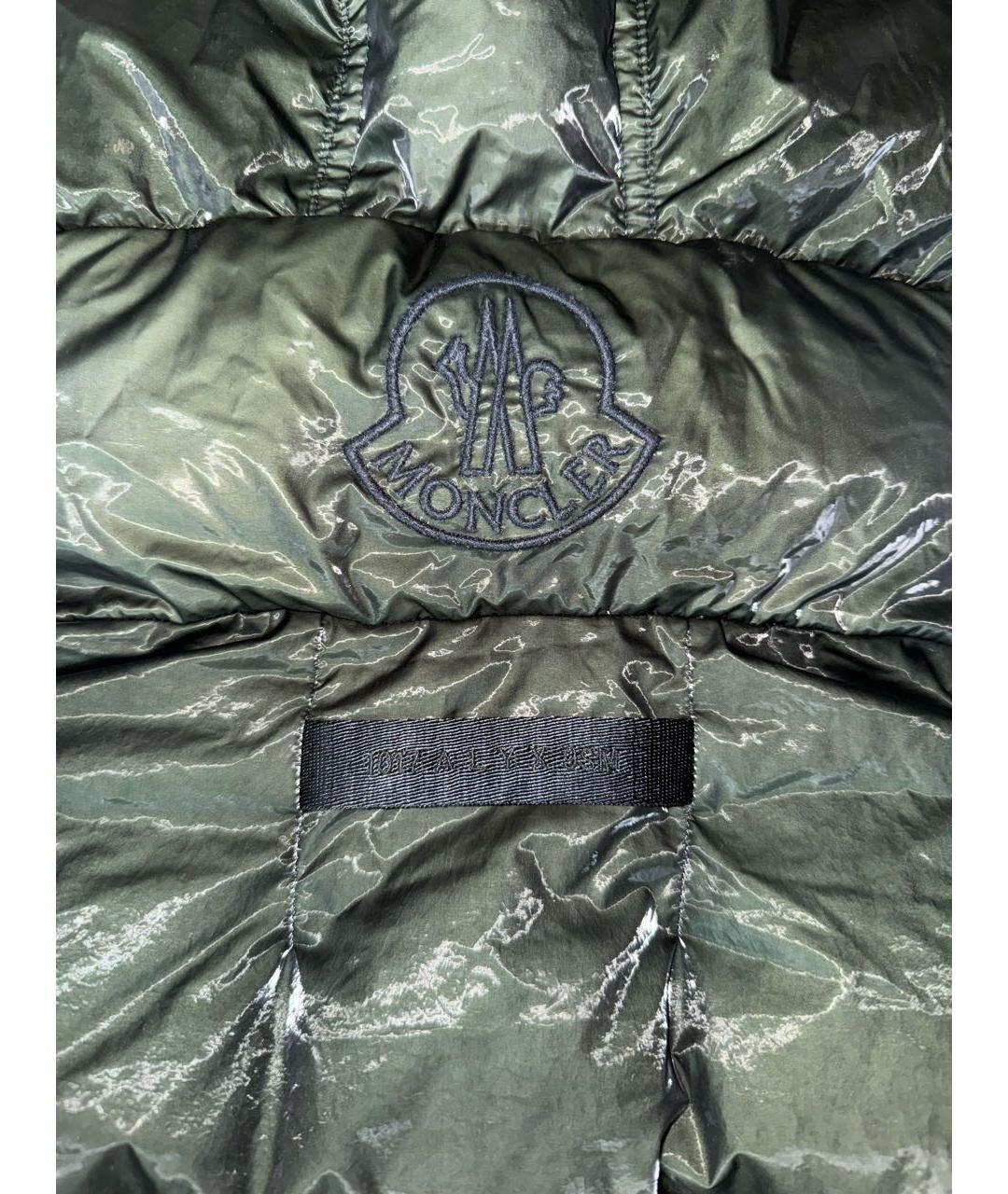 MONCLER Зеленый полиамидовый пуховик, фото 4