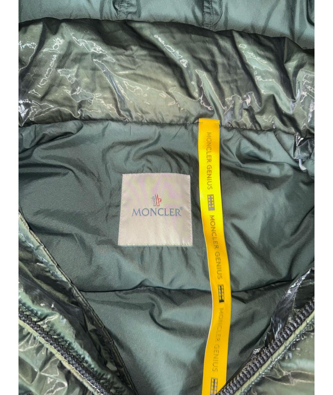 MONCLER Зеленый полиамидовый пуховик, фото 3