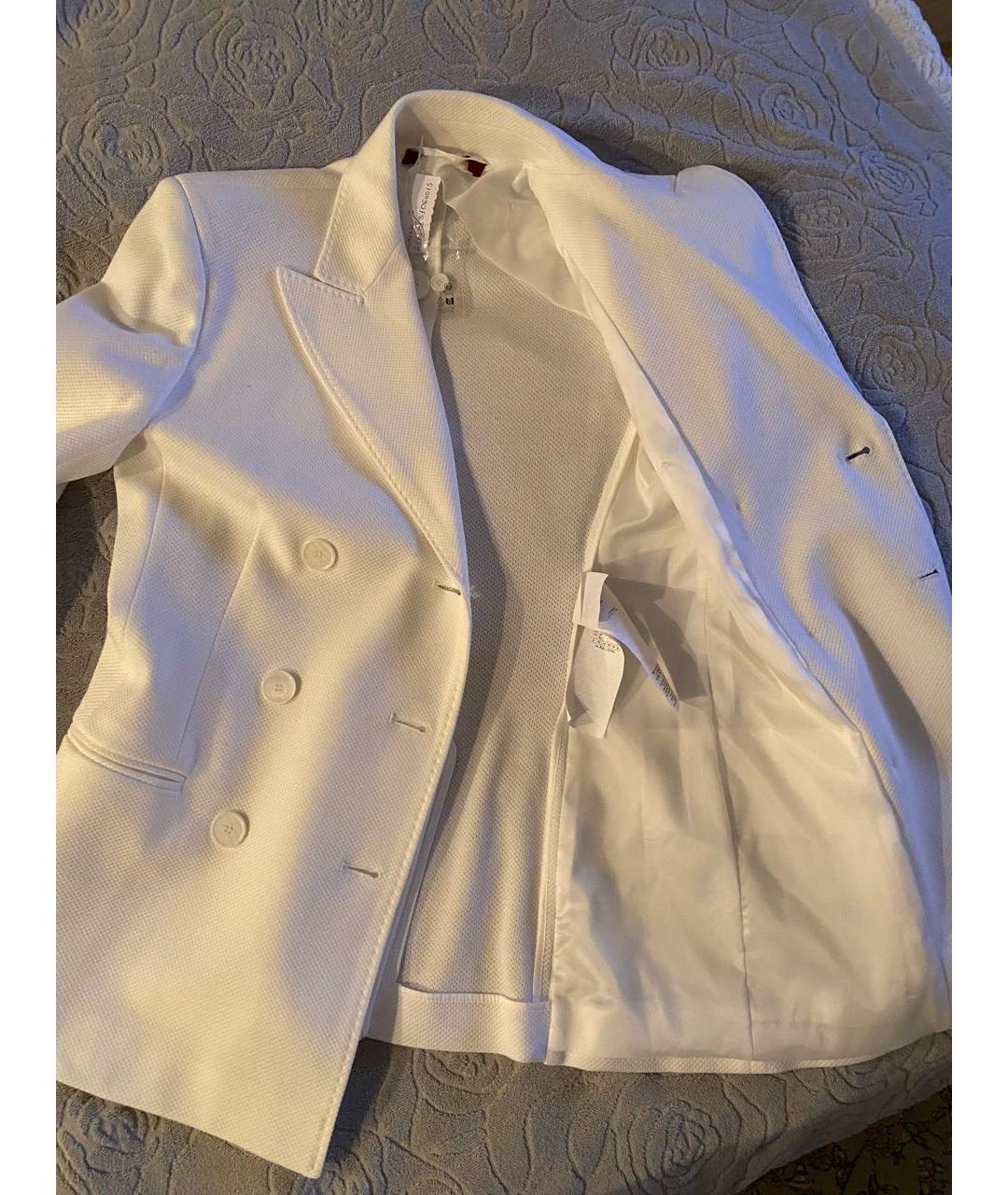 MAX MARA STUDIO Белый хлопковый жакет/пиджак, фото 4
