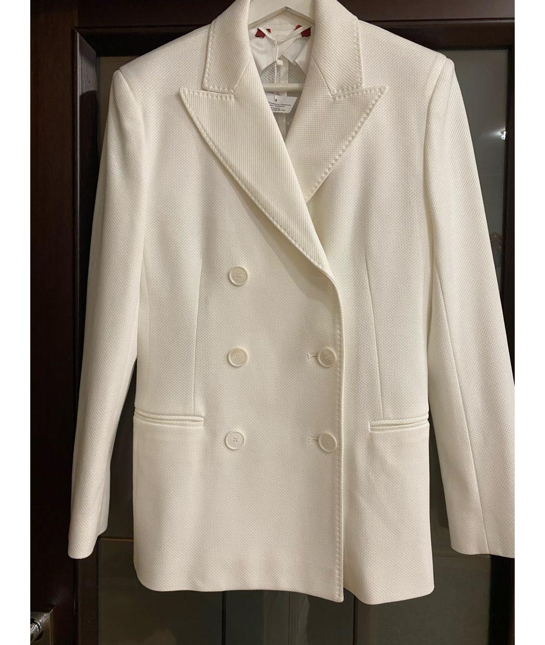 MAX MARA STUDIO Белый хлопковый жакет/пиджак, фото 5