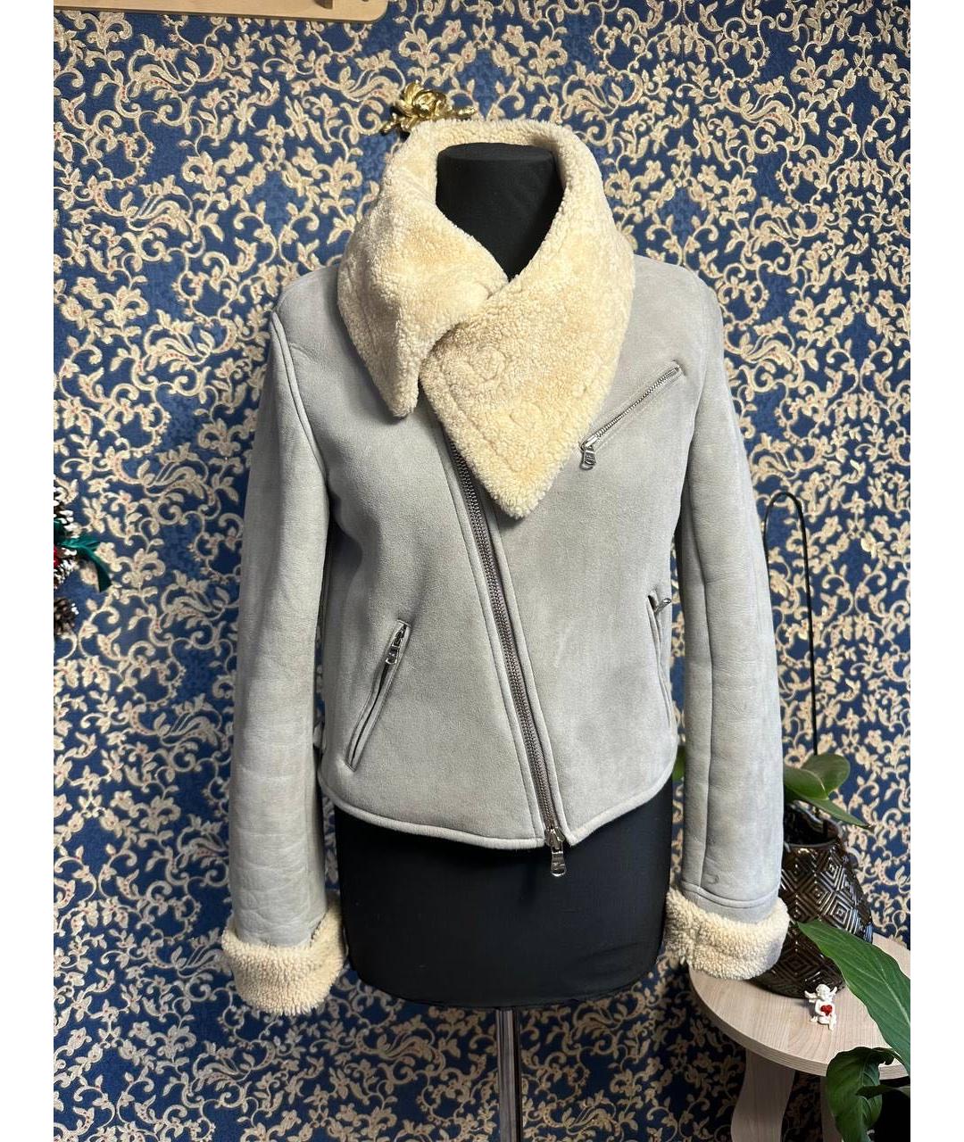 RALPH LAUREN Серая кожаная дубленка, фото 9