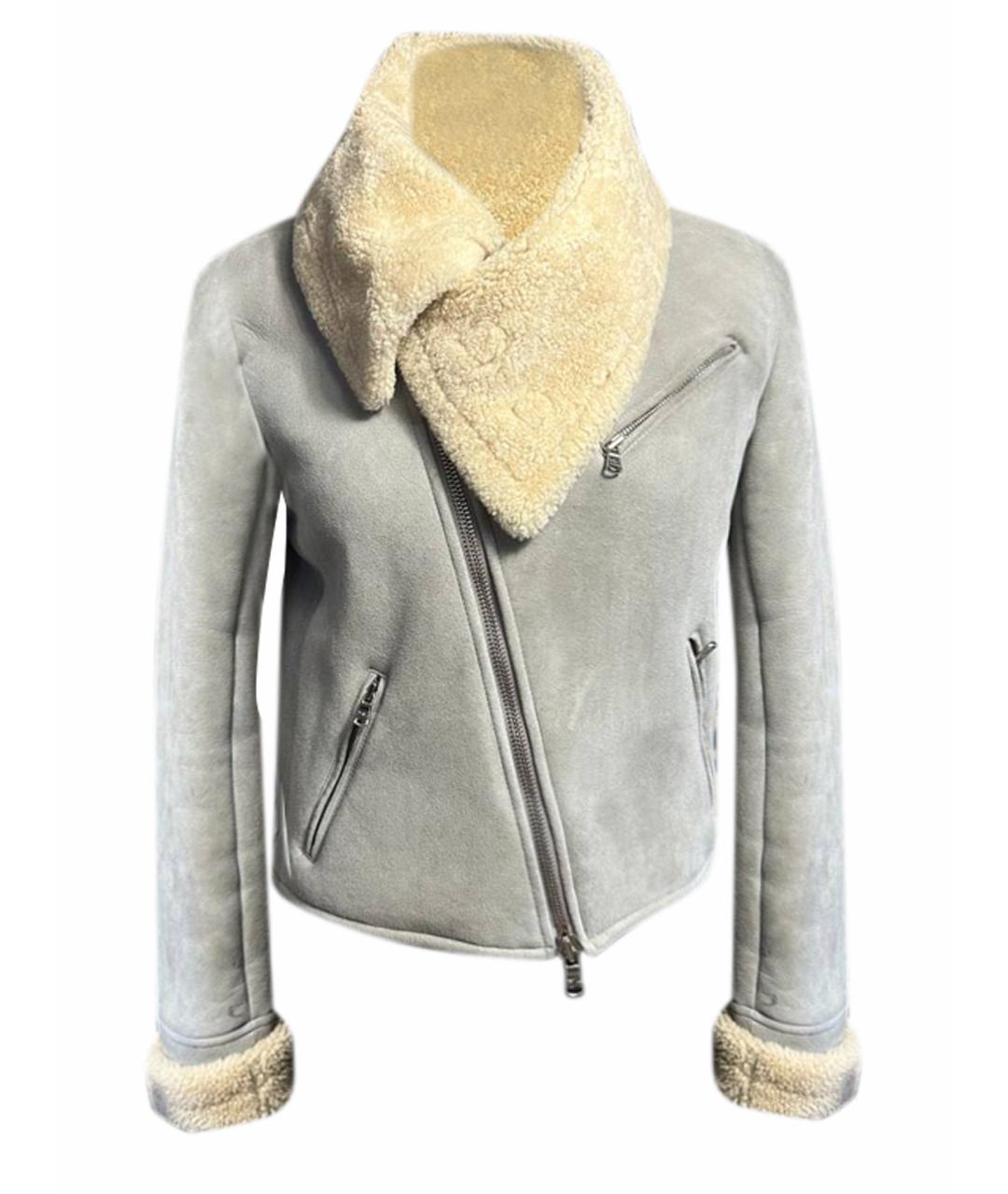 RALPH LAUREN Серая кожаная дубленка, фото 1