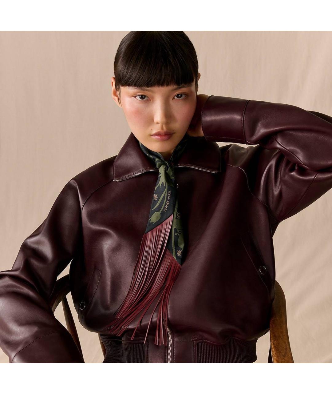 HERMES Хаки шелковый платок, фото 6