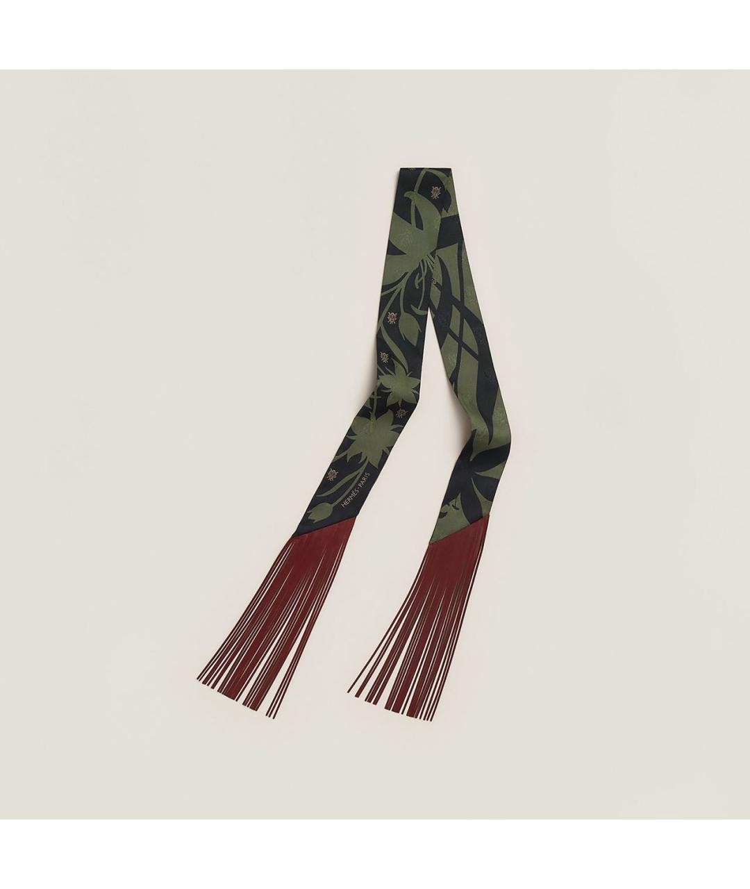 HERMES Хаки шелковый платок, фото 7
