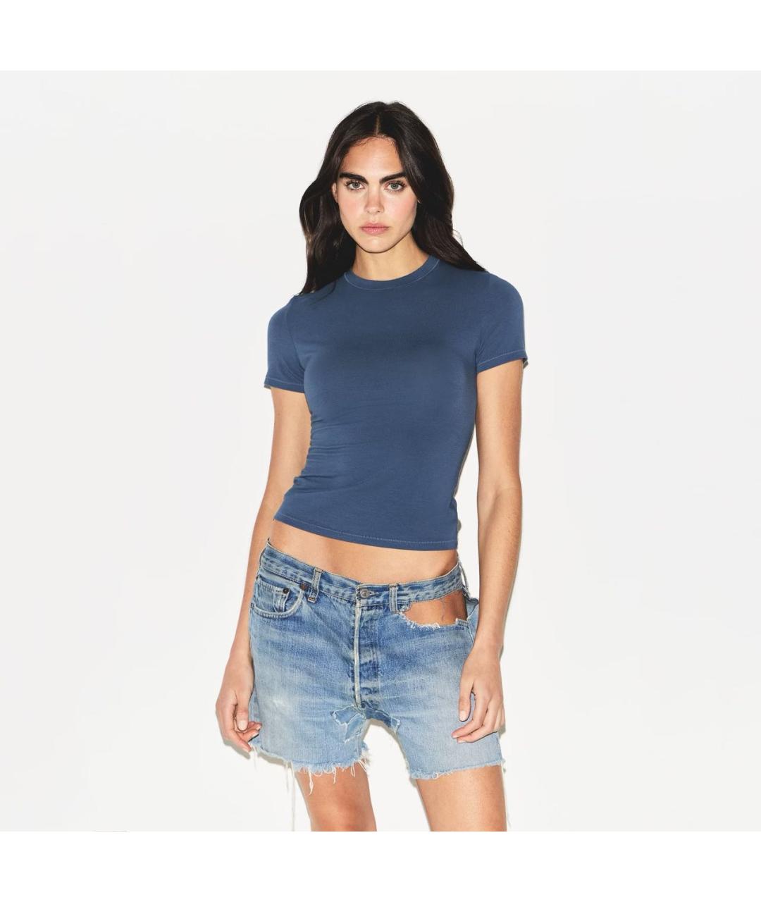 SKIMS Синяя хлопковая футболка, фото 5