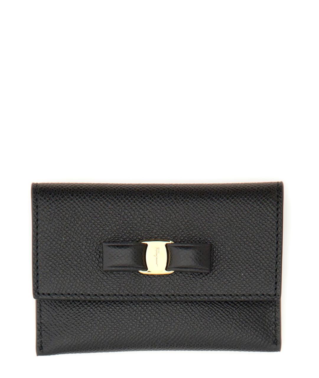 FERRAGAMO Черный кожаный кардхолдер, фото 1