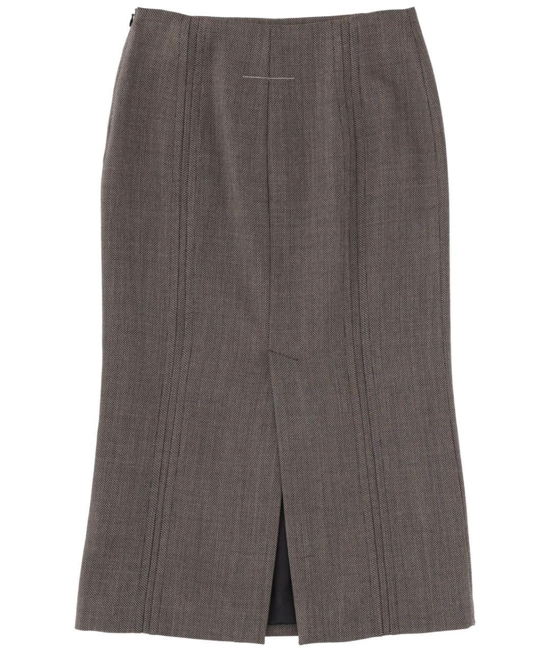 MM6 MAISON MARGIELA Коричневая шерстяная юбка миди, фото 2