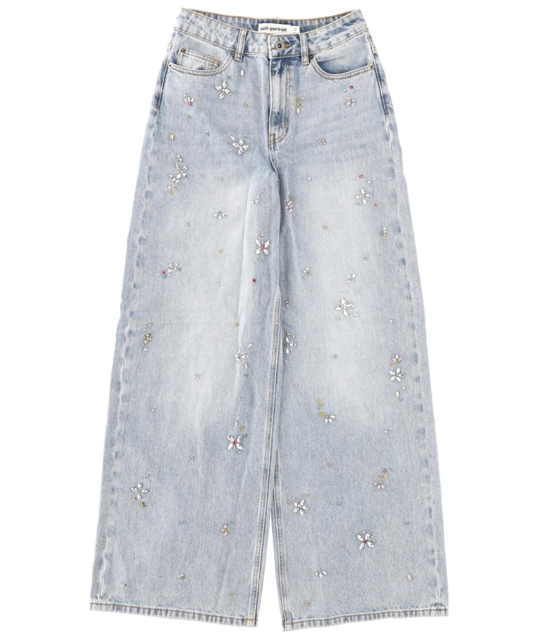SELF-PORTRAIT Синие хлопковые прямые джинсы, фото 1