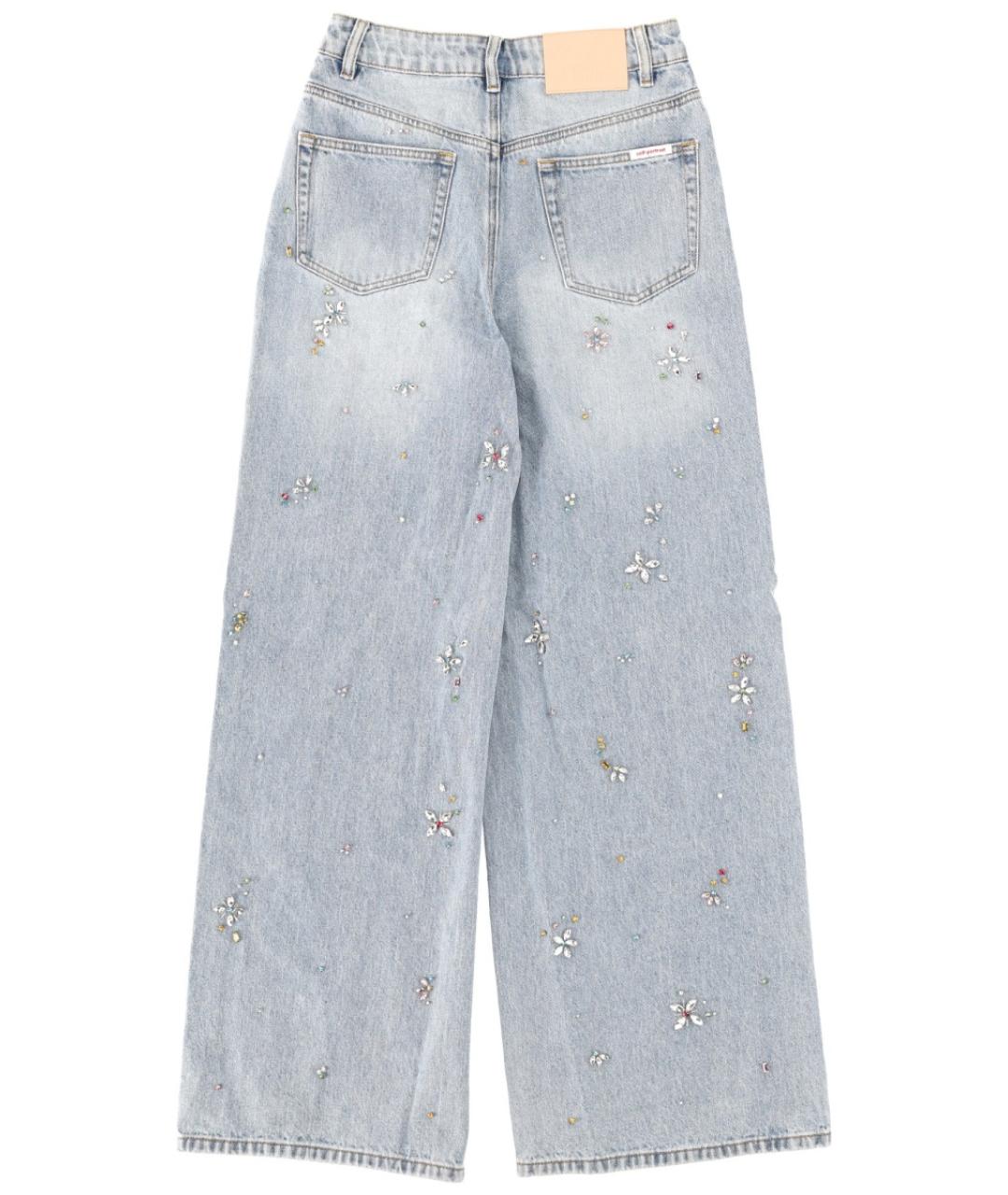 SELF-PORTRAIT Синие хлопковые прямые джинсы, фото 2