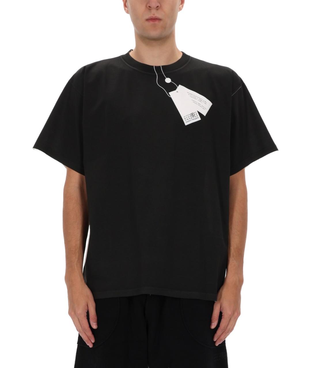 MM6 MAISON MARGIELA Черная хлопковая футболка, фото 2