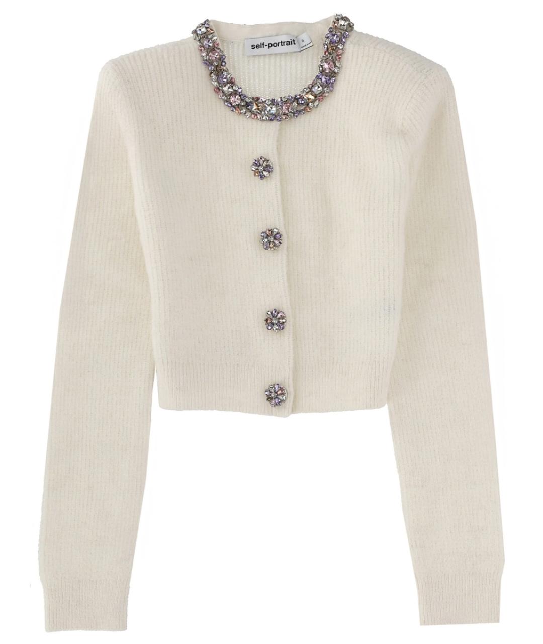 SELF-PORTRAIT Белый шерстяной кардиган, фото 1