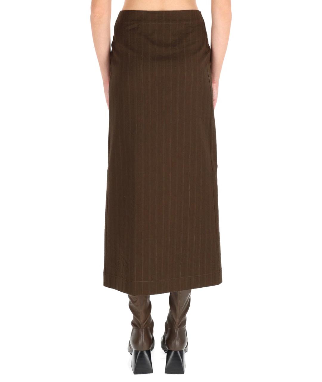 UMA WANG Коричневая шерстяная юбка миди, фото 4