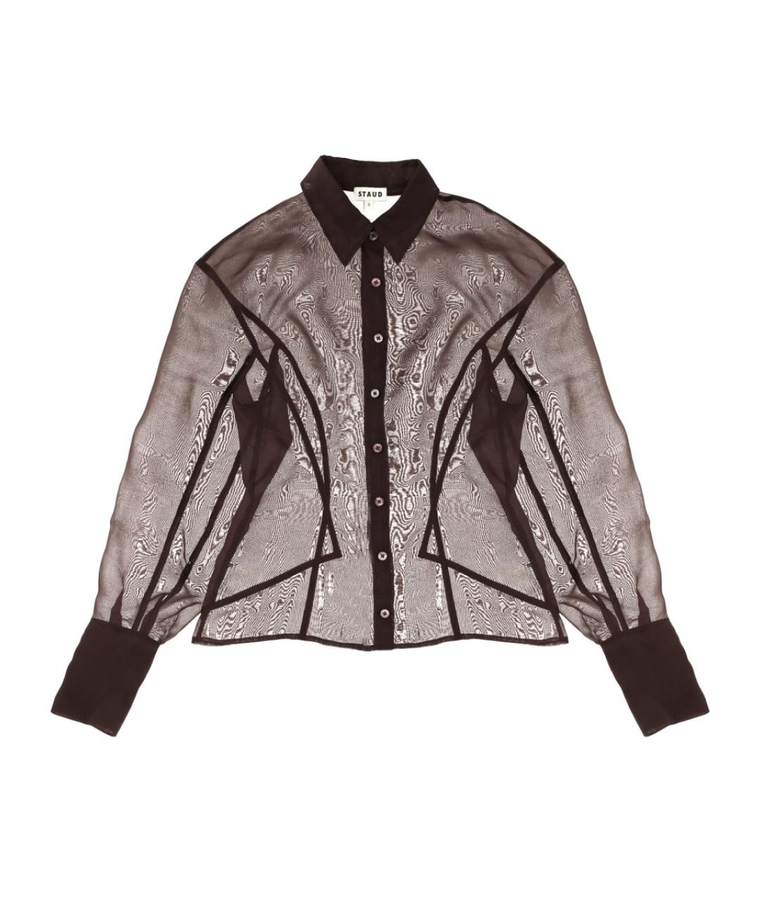 STAUD Коричневая шелковая блузы, фото 1
