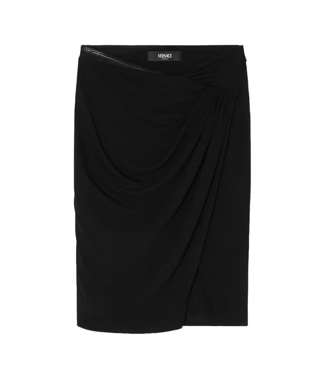 VERSACE Черная вискозная юбка миди, фото 1