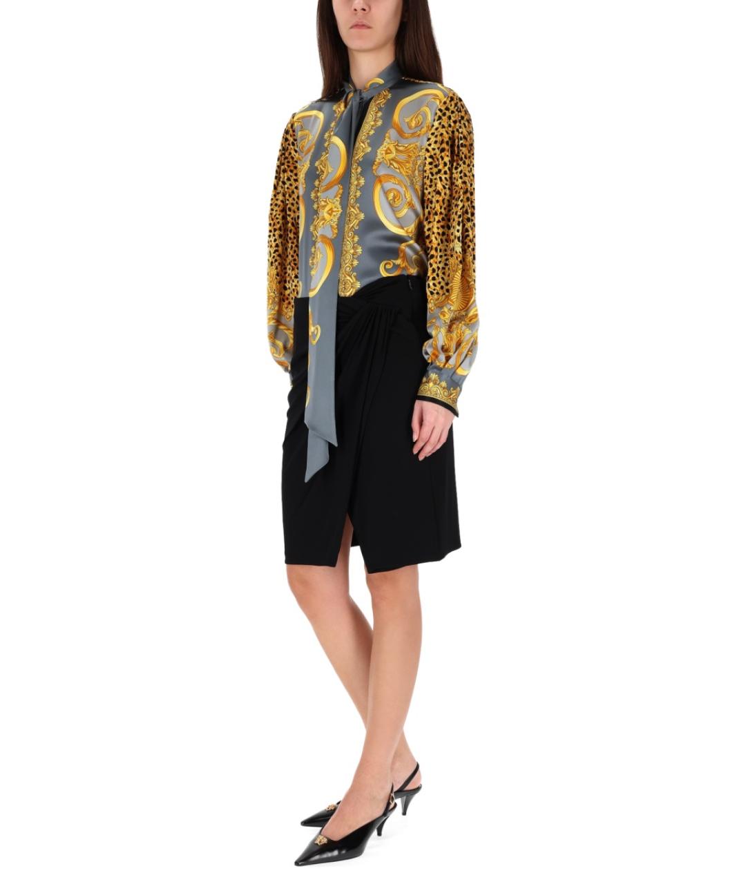 VERSACE Черная вискозная юбка миди, фото 2