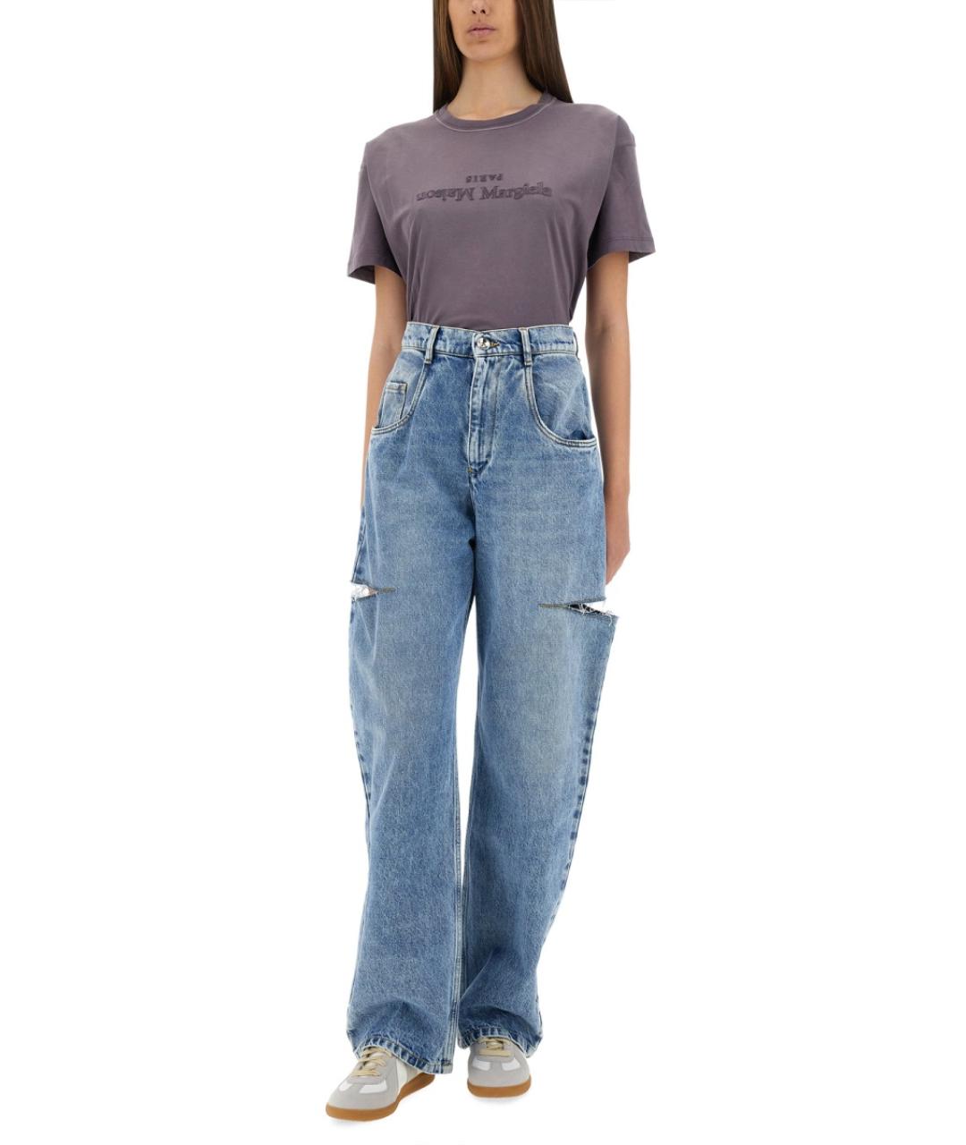 MAISON MARGIELA Синие хлопковые прямые джинсы, фото 2