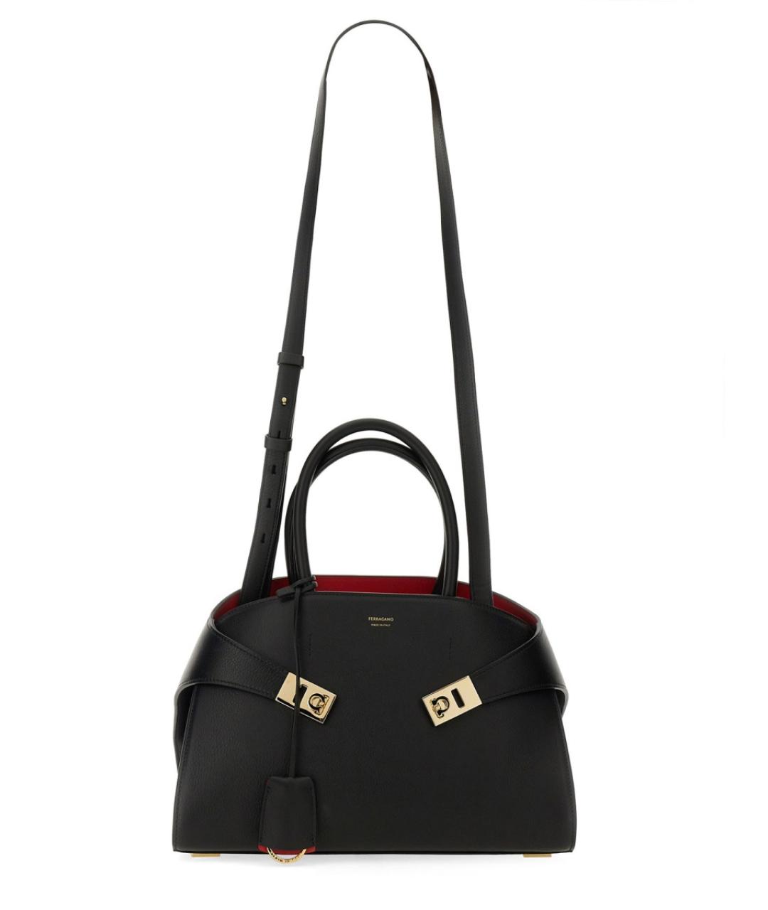 FERRAGAMO Черная кожаная сумка тоут, фото 2