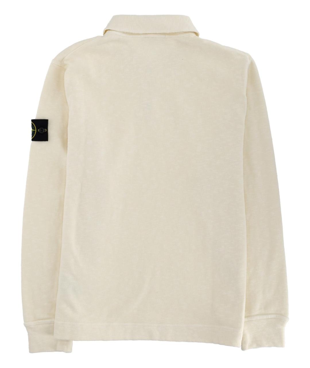 STONE ISLAND Белое хлопковое поло с коротким рукавом, фото 2