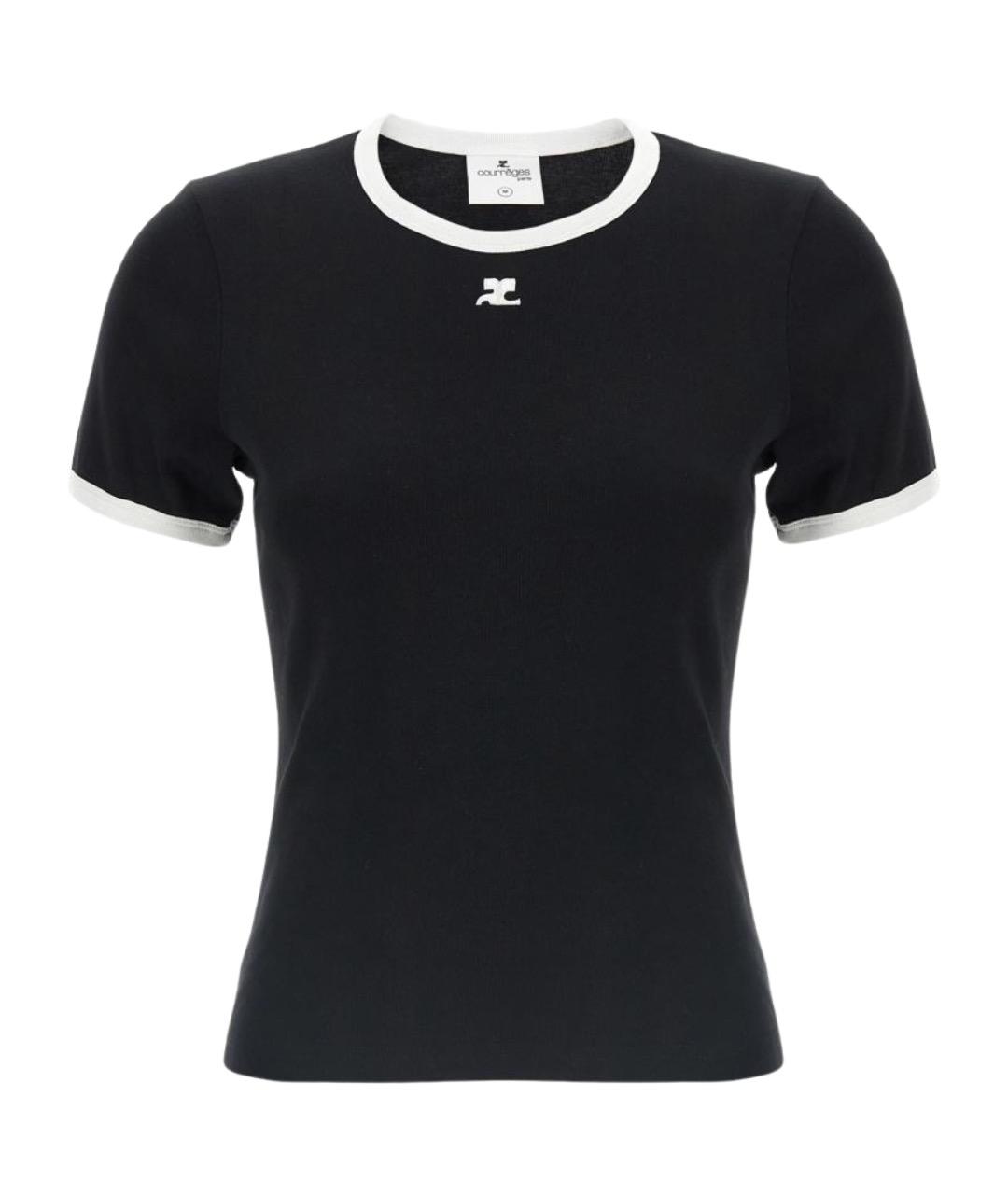 COURREGES Черная хлопковая футболка, фото 1