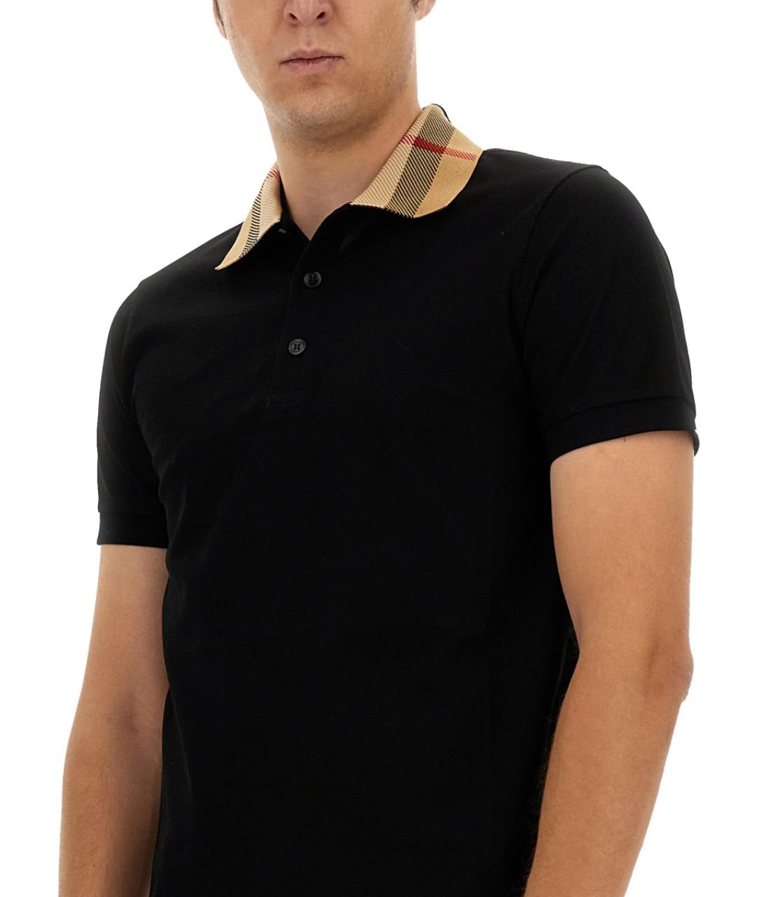 BURBERRY Черная хлопковая футболка, фото 4