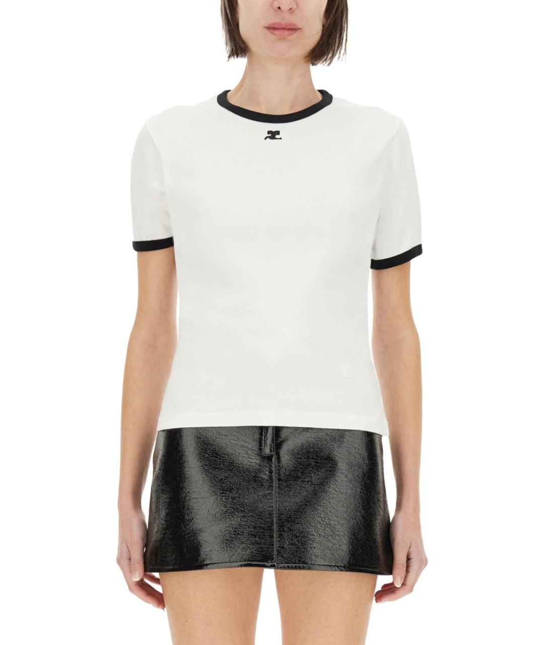 COURREGES Белая хлопковая футболка, фото 5