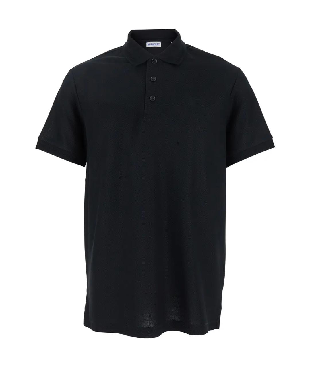 BURBERRY Черное хлопковое поло с коротким рукавом, фото 1