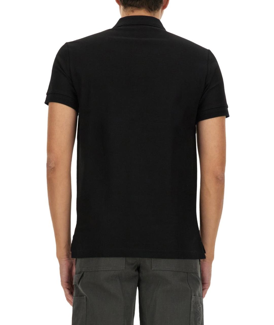 BURBERRY Черное хлопковое поло с коротким рукавом, фото 4