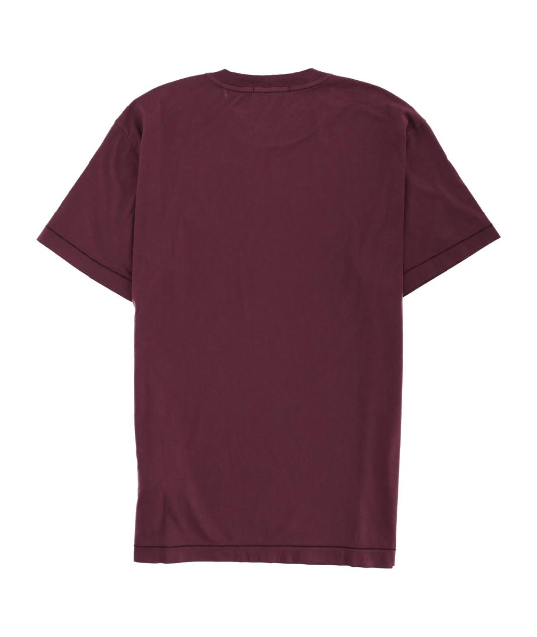 STONE ISLAND Бордовая хлопковая футболка, фото 2