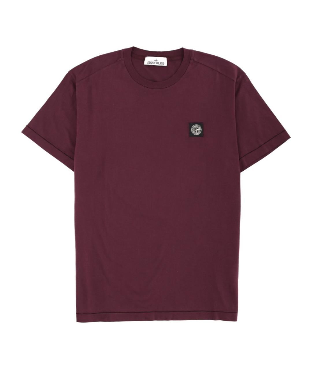 STONE ISLAND Бордовая хлопковая футболка, фото 1