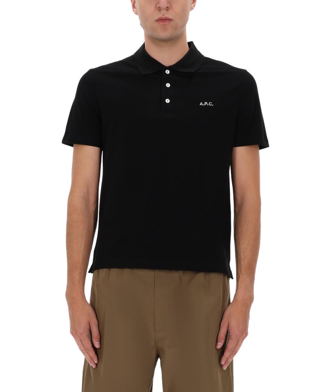 A.P.C. Черное хлопковое поло с коротким рукавом, фото 3