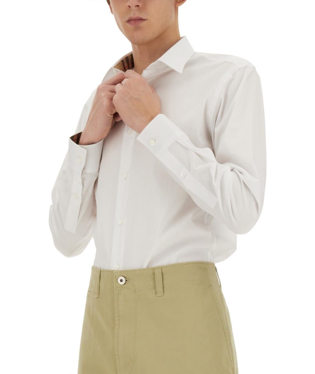 BURBERRY Белая хлопковая кэжуал рубашка, фото 4
