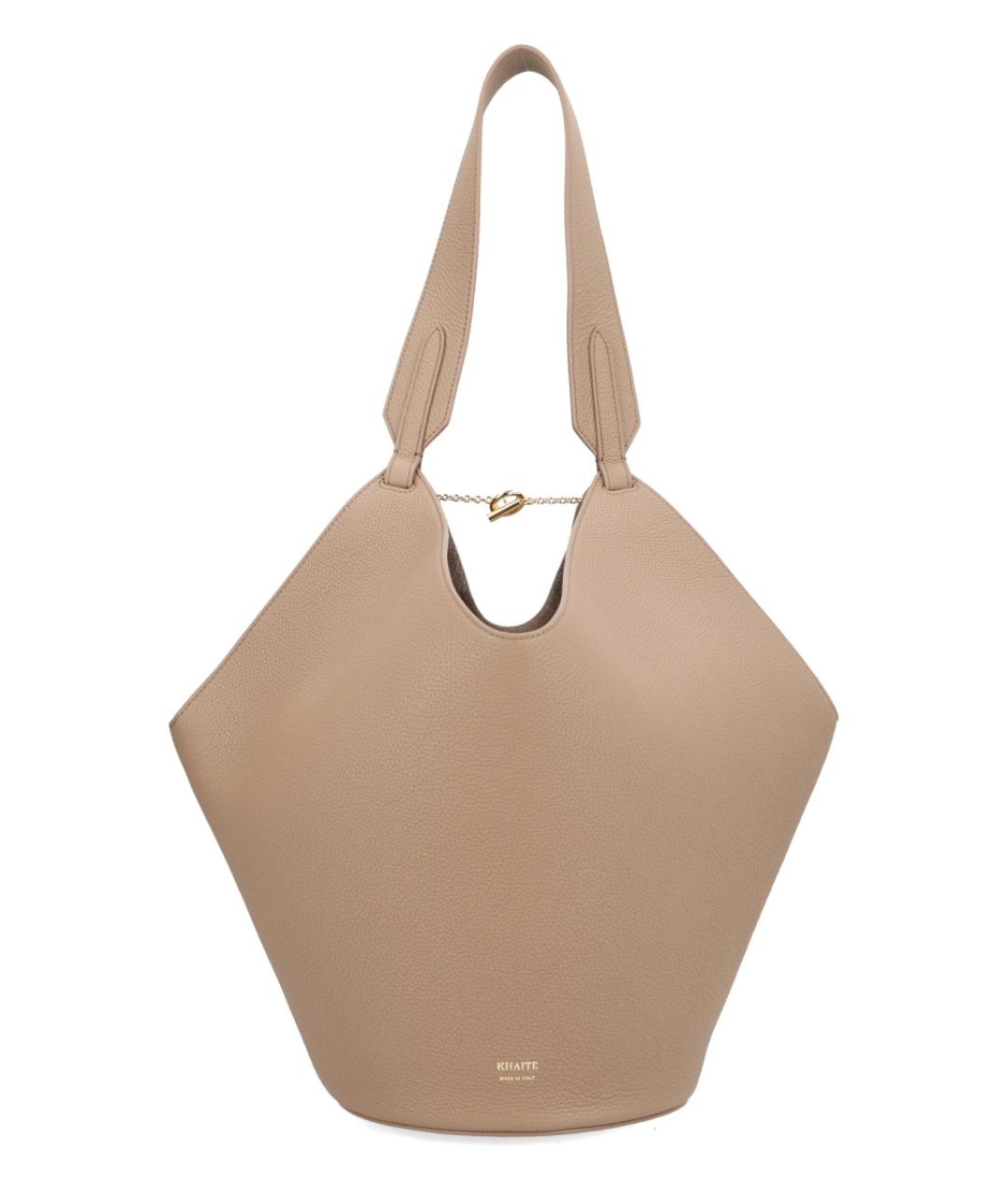 KHAITE Бежевая кожаная сумка тоут, фото 1