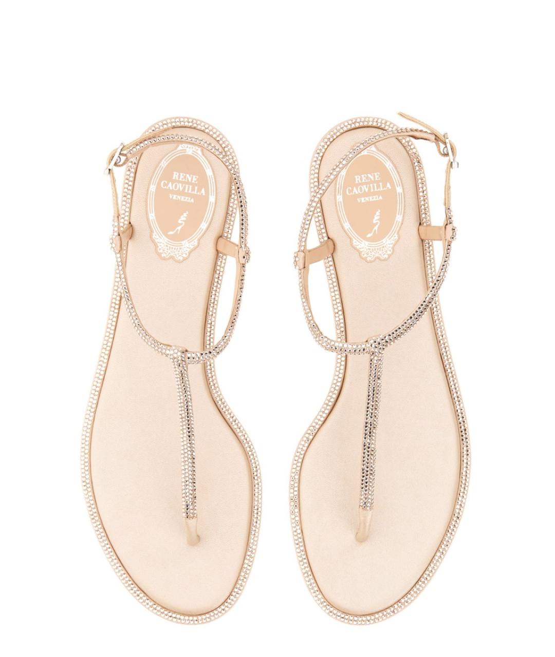 RENE CAOVILLA Бежевые кожаные сандалии, фото 5